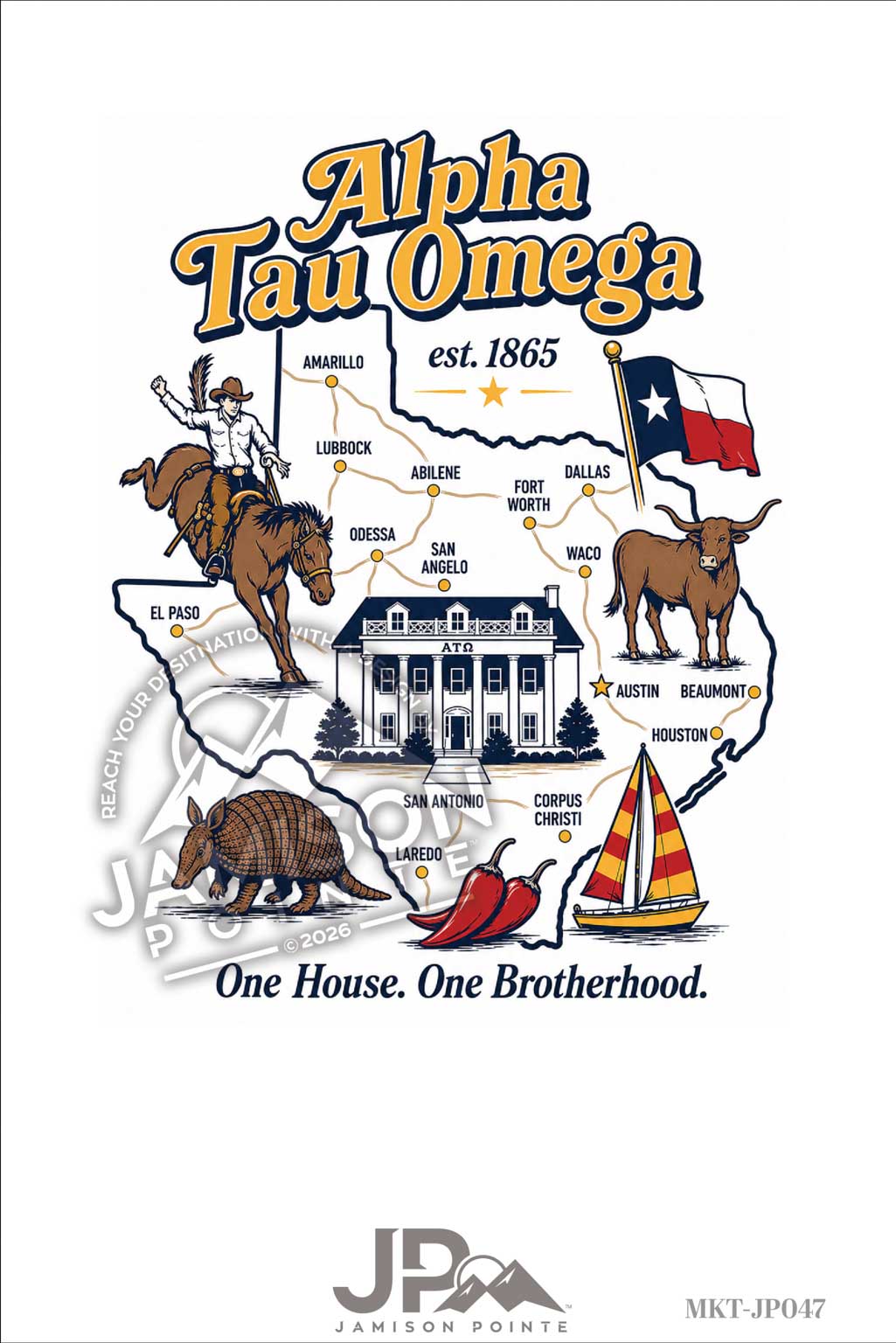 Alpha Tau Omega One House. One Brotherhood. T-Shirt