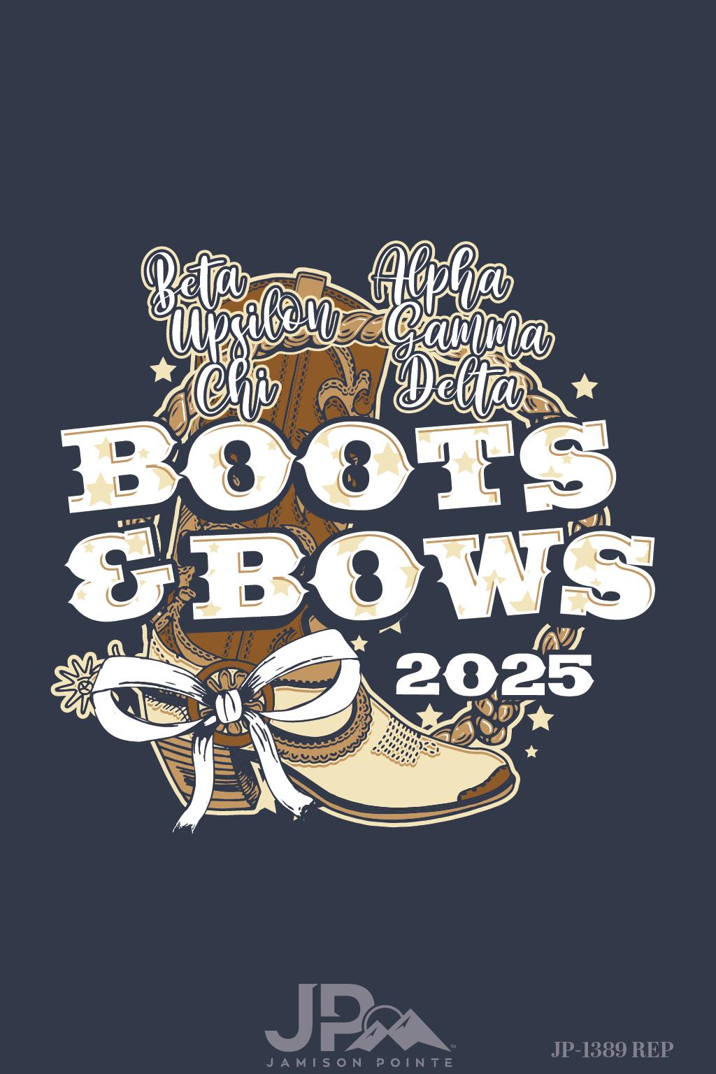 Beta Upsilon Chi Texas State University Boots and Bows T-Shirt