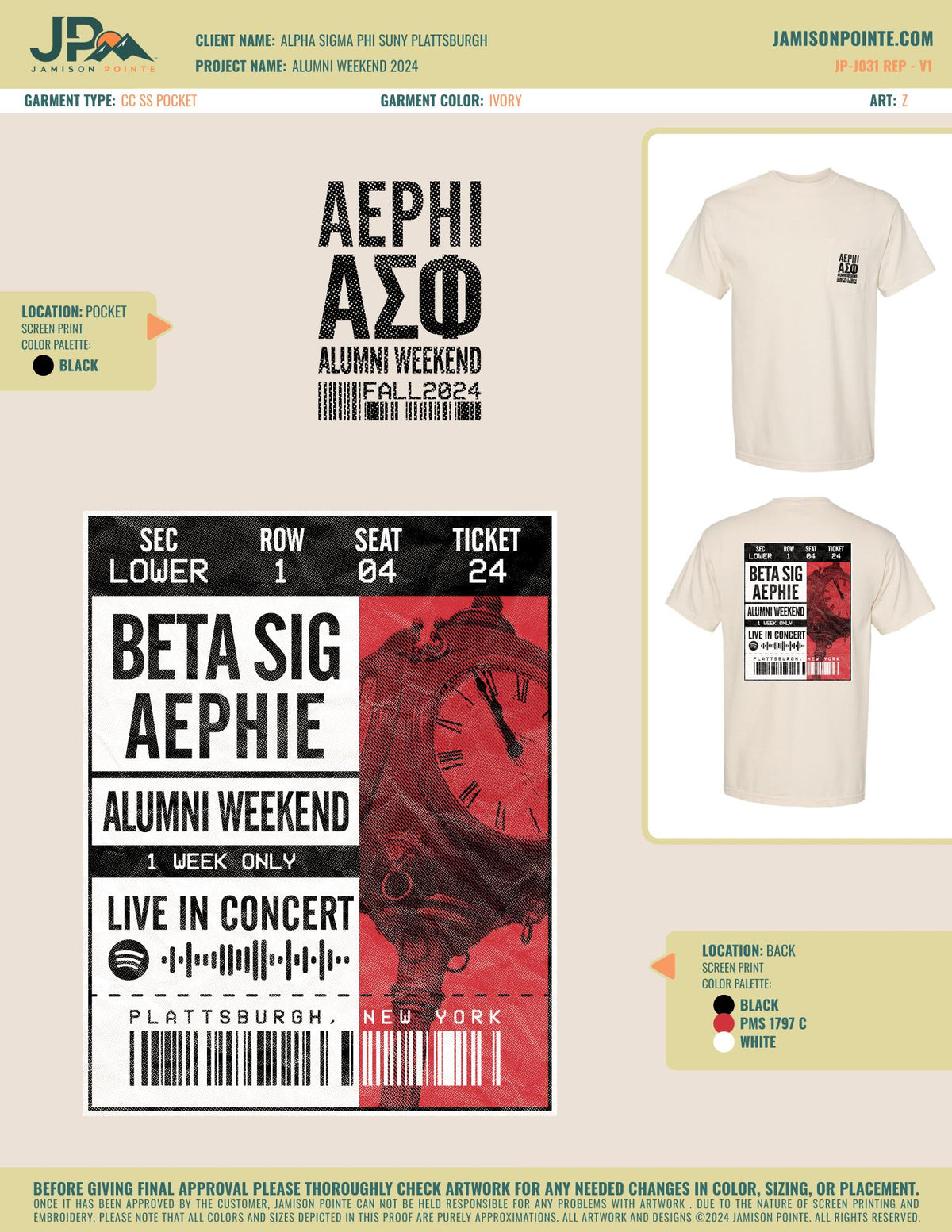 Alpha Sigma Phi SUNY Plattsburgh Alumni Weekend T-Shirt