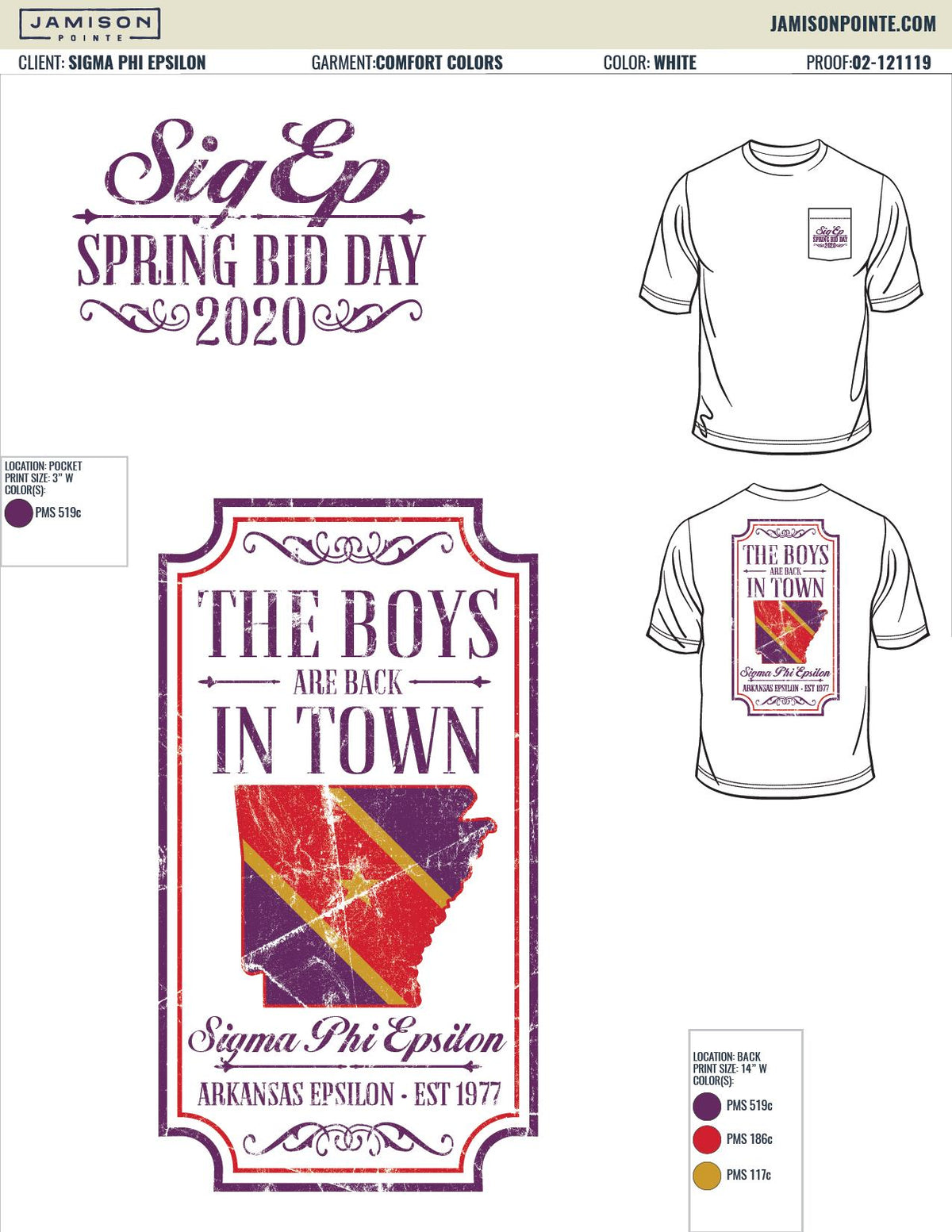 Sigma Phi Epsilon Arkansas Tech University Spring Bid Day T-Shirt
