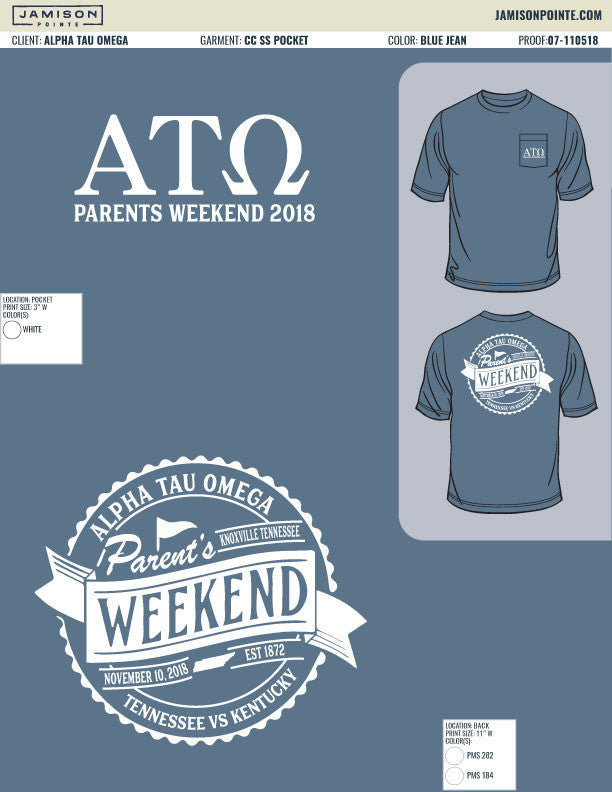 Alpha Tau Omega University of Tennessee Knoxville Parents Weekend T-Shirt