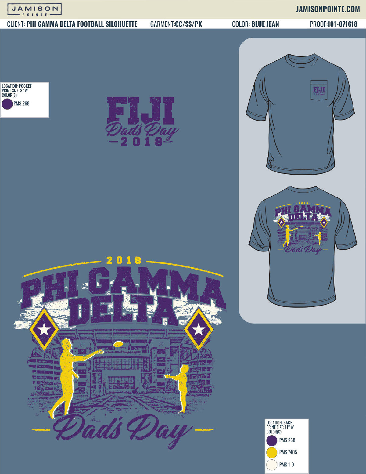 Phi Gamma Delta Football Silhouette T-Shirt