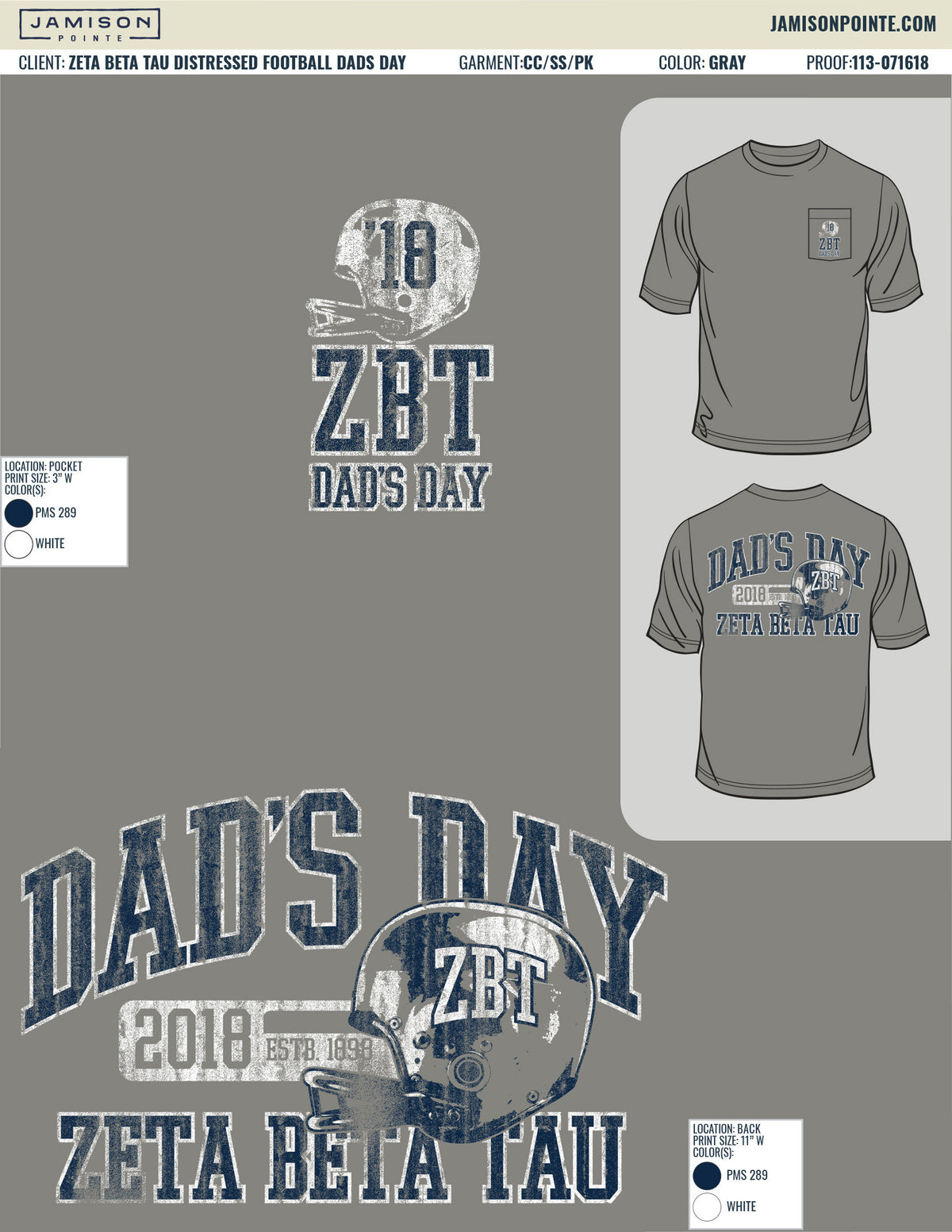 Zeta Beta Tau Distressed Football Dads T-Shirt