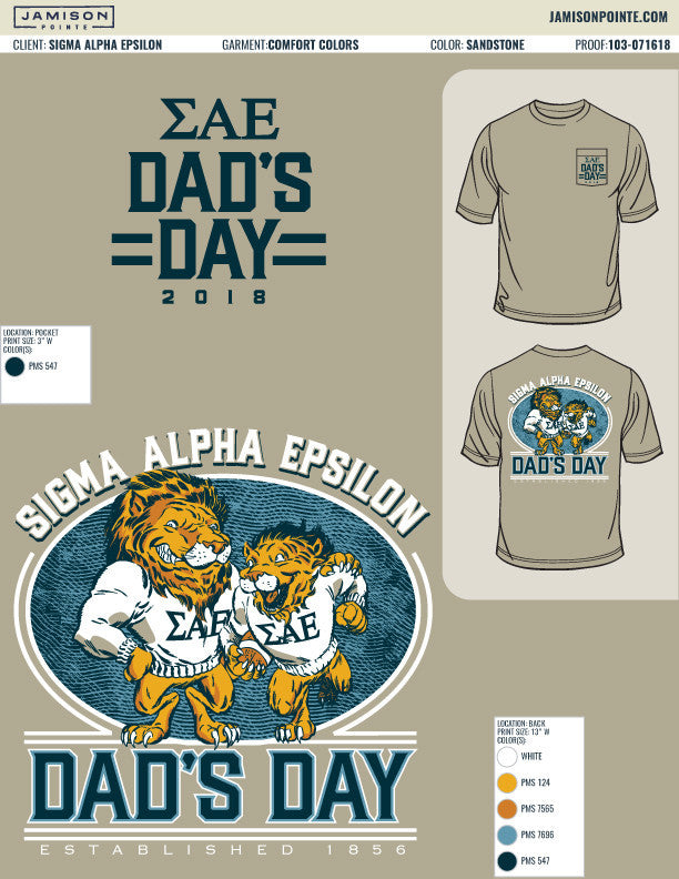 Sigma Alpha Epsilon Lion Dad T-Shirt