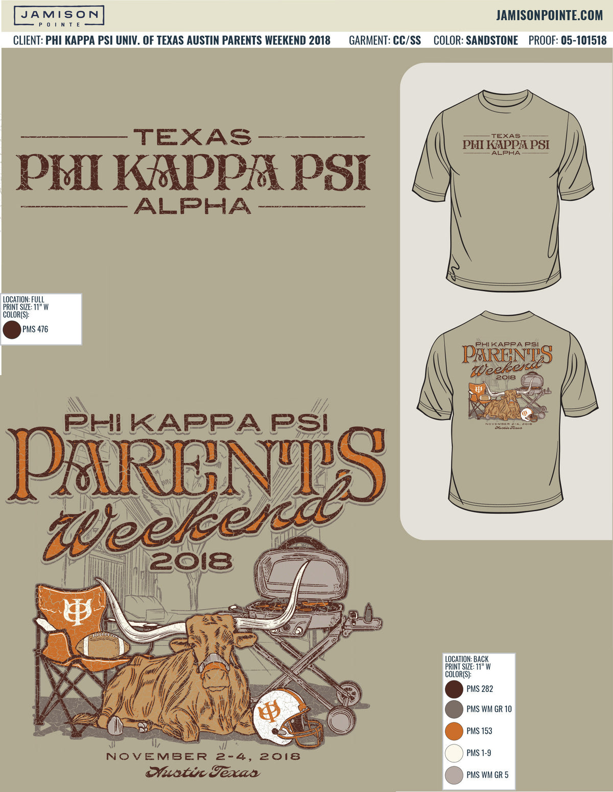 Phi Kappa Psi University of Texas Austin Parents Weekend T-Shirt