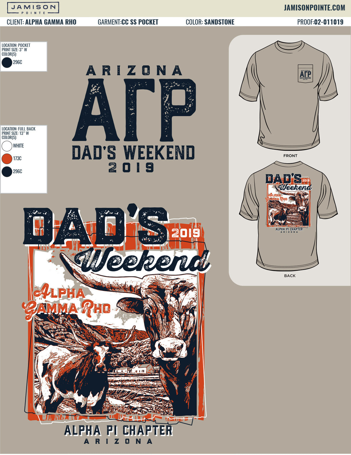 Alpha Gamma Rho University of Arizona Dad&#39;s Weekend T-Shirt