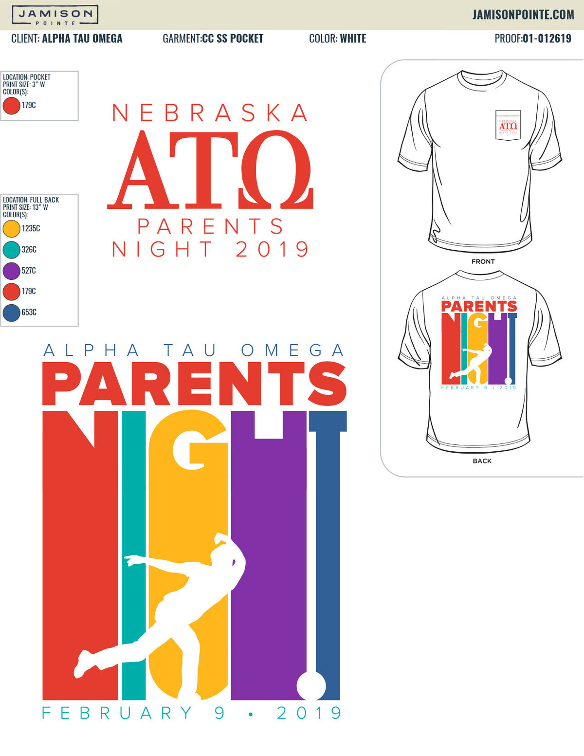 Alpha Tau Omega University of Nebraska Lincoln Parents Night T-Shirt