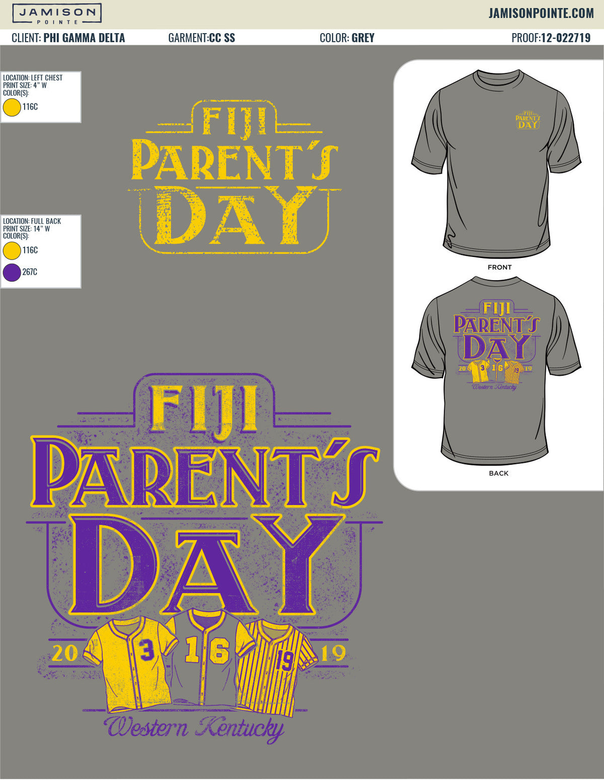 Phi Gamma Delta Western Kentucky University Parents Day T-Shirt