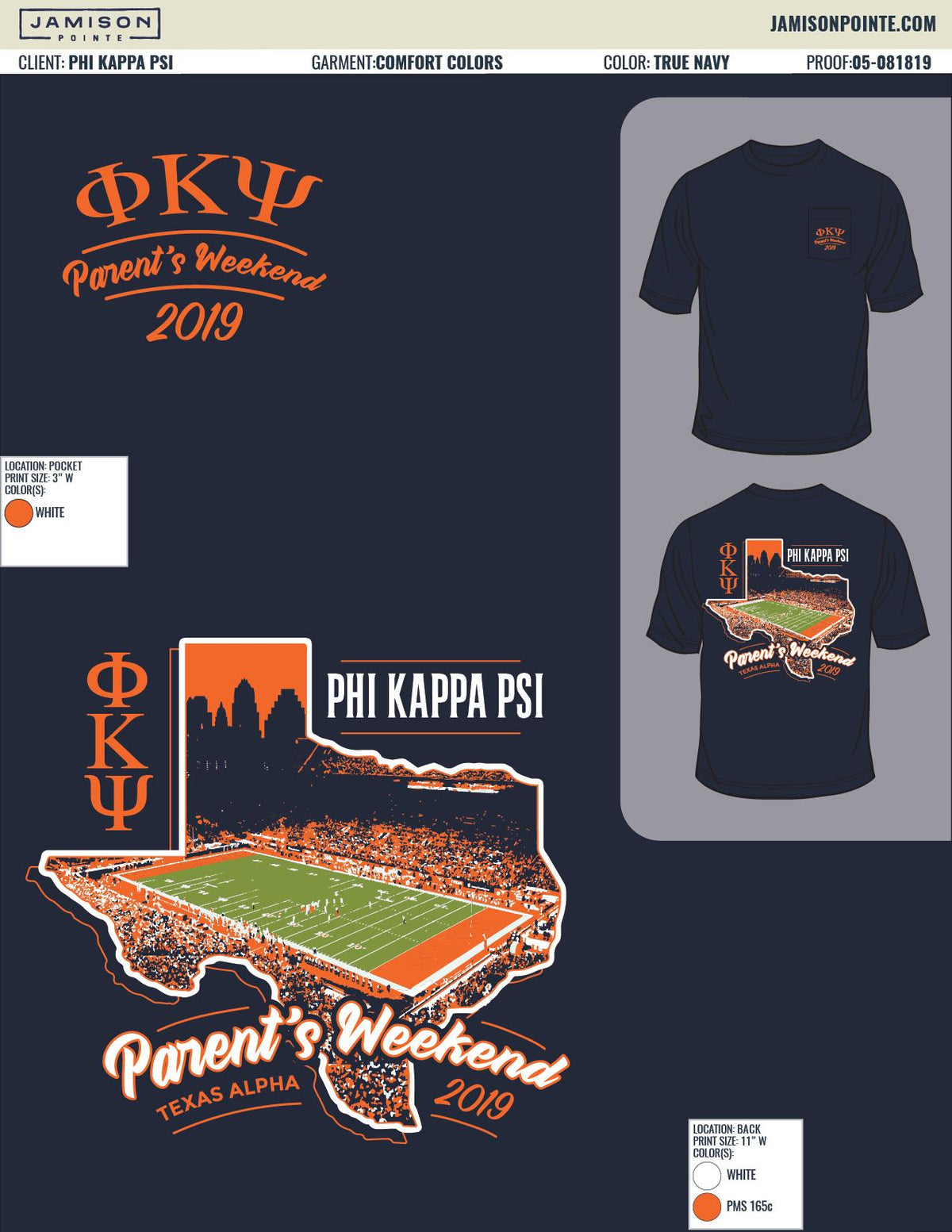 Phi Kappa Psi University of Texas at Austin Parents Weekend T-Shirt