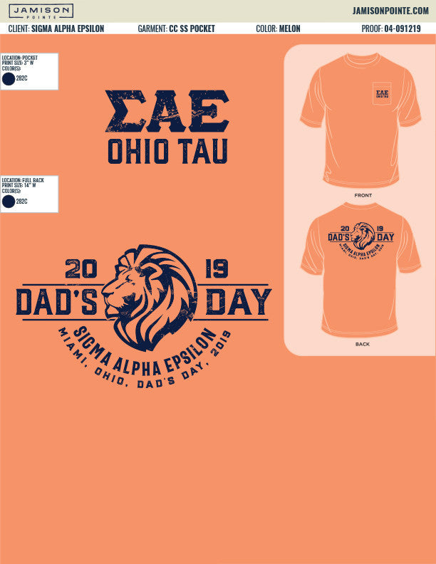 Sigma Alpha Epsilon Miami University Dads Day T-Shirt