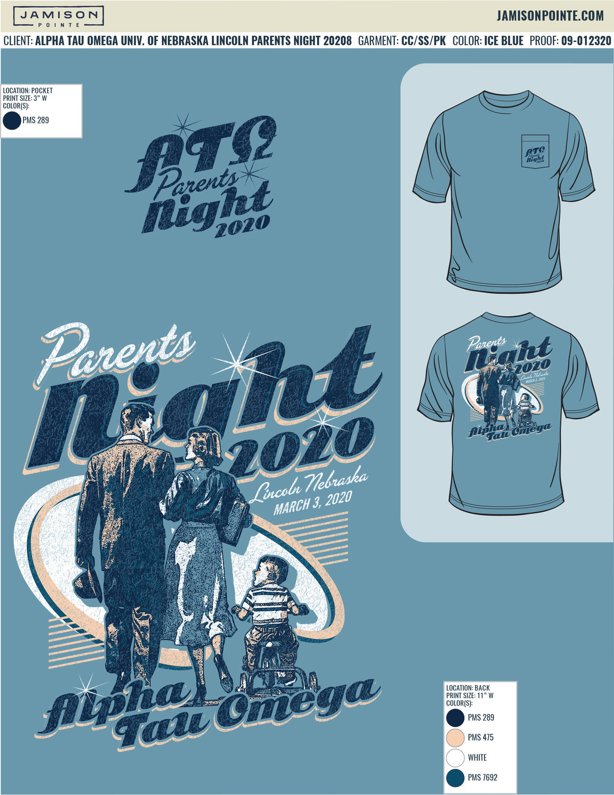 Alpha Tau Omega University of Nebraska Lincoln Parents Night T-Shirt