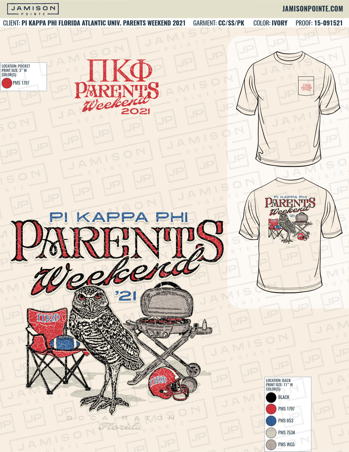 Pi Kappa Phi Florida Atlantic University Parents Weekend T-Shirt