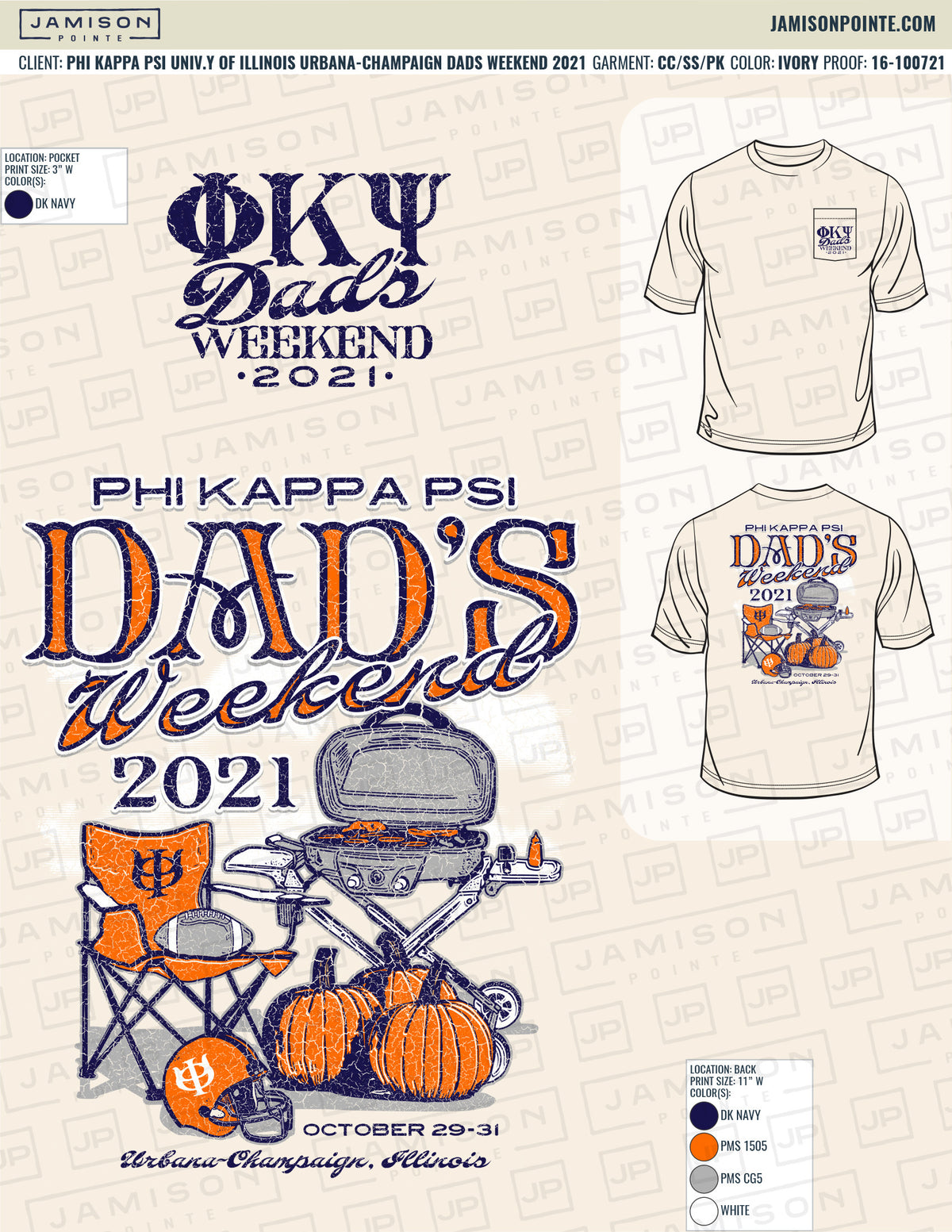 Phi Kappa Psi University of Illinois Urbana-Champaign Dads Weekend T-Shirt