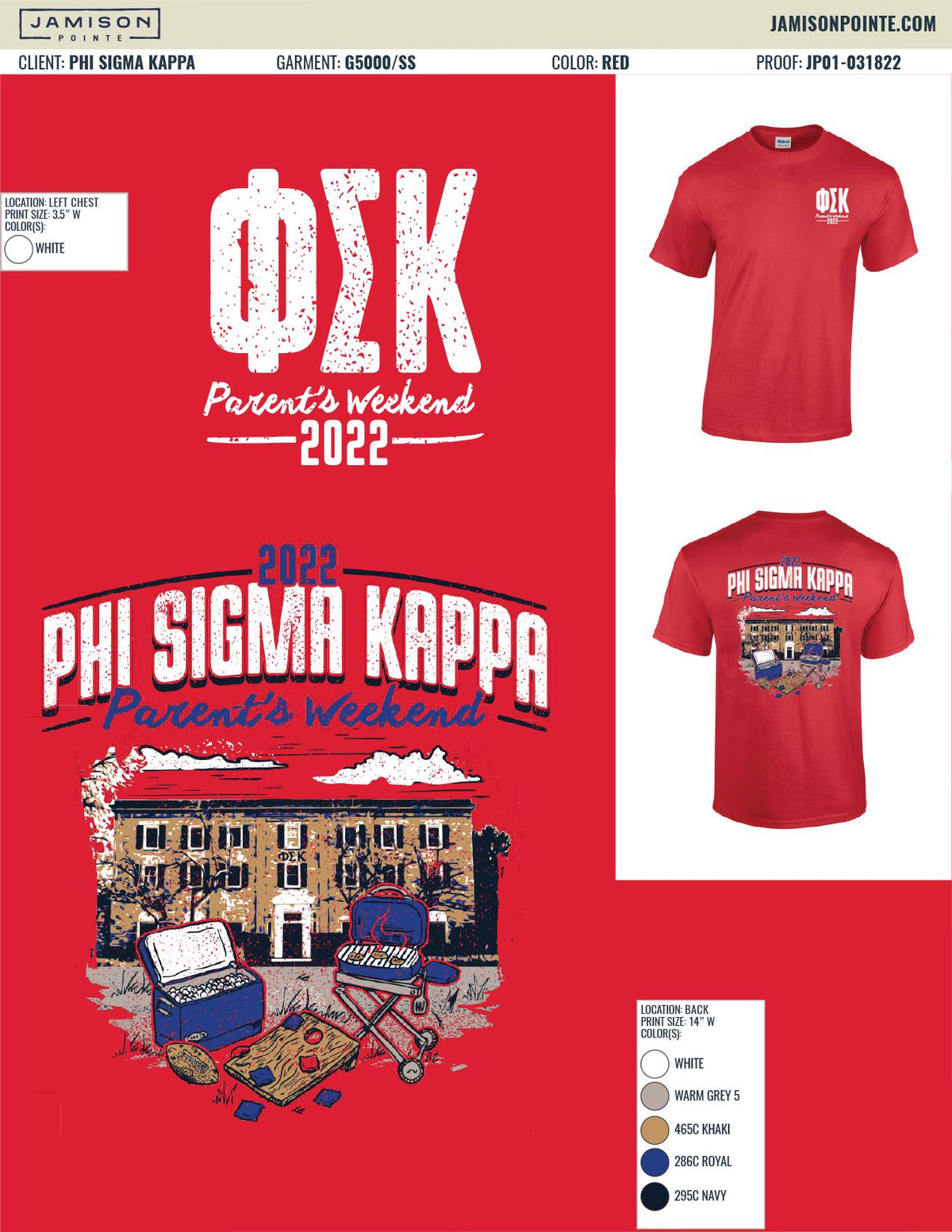 Phi Sigma Kappa Penn State University Parents Weekend T-Shirt