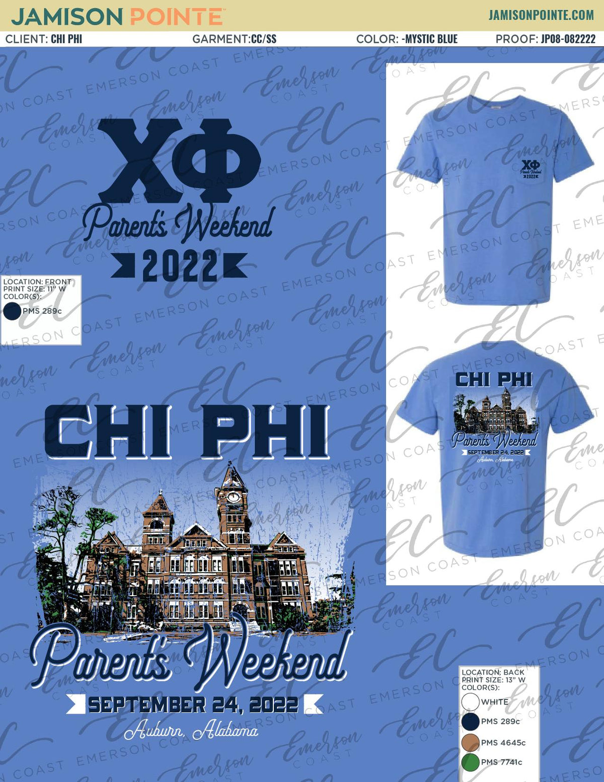 Chi Phi Auburn University Parents Weekend Fall T-Shirt