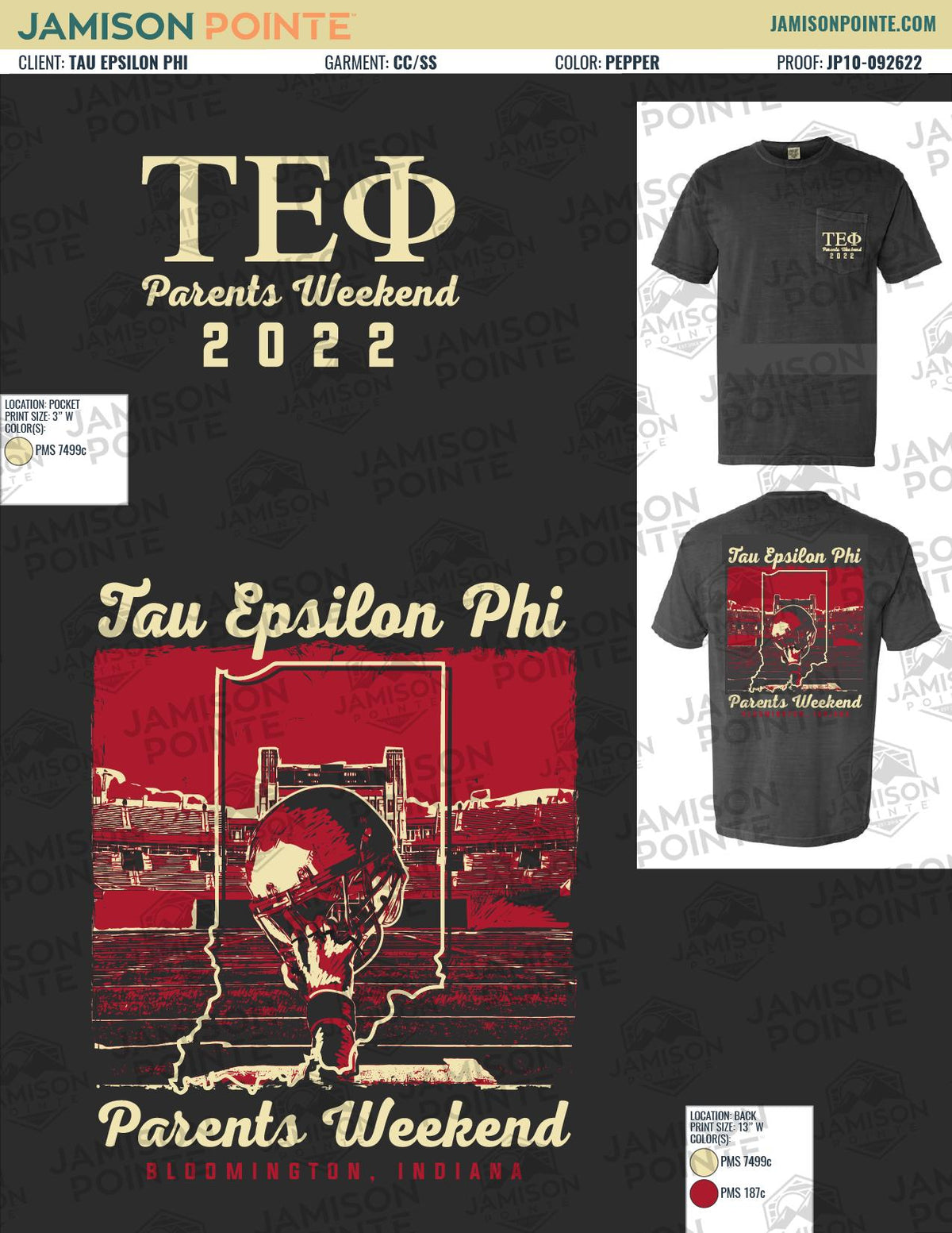 Tau Epsilon Phi Indiana University Bloomington Parents Weekend T-Shirt