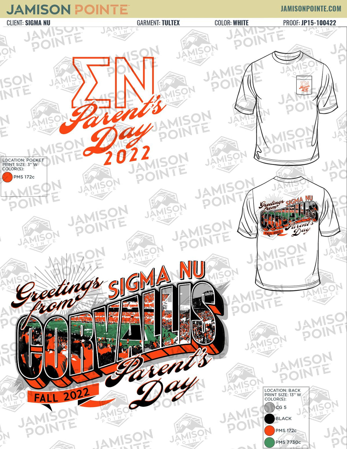 Sigma Nu Oregon State University Parents Weekend T-Shirt