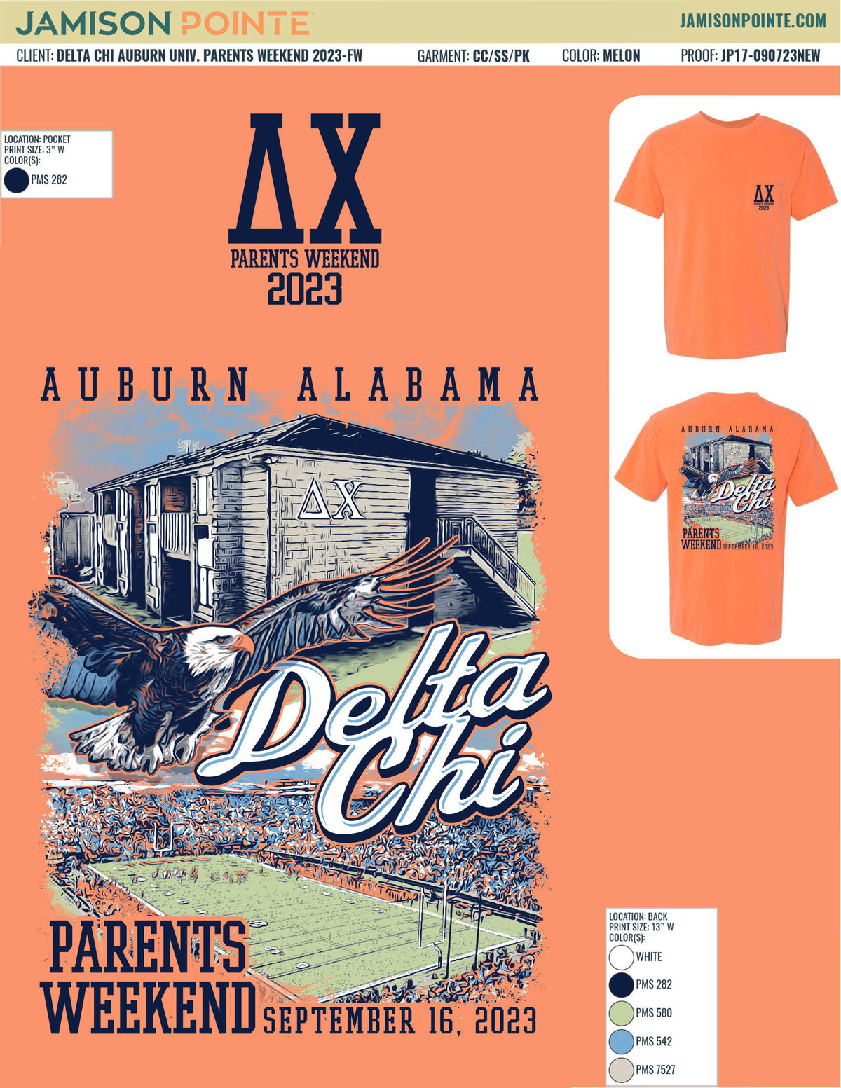 Delta Chi Auburn University Parents Weekend T-Shirt