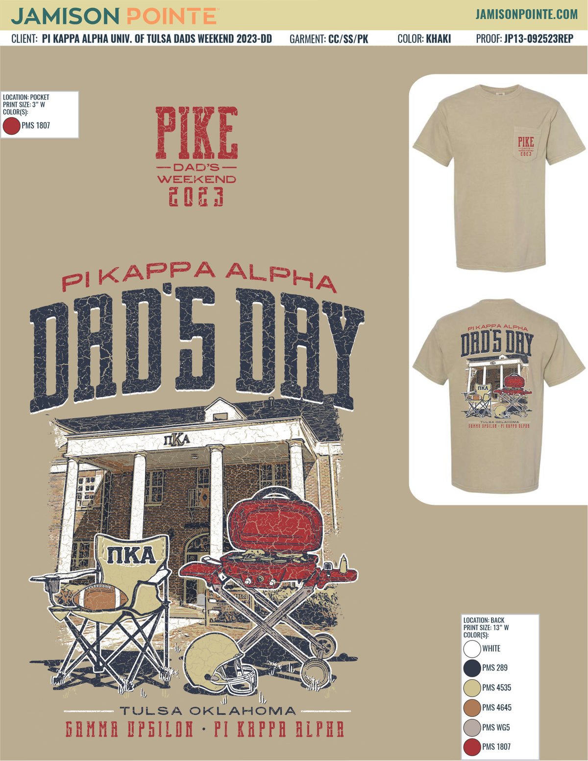 Pi Kappa Alpha University of Tulsa Dads Weekend T-Shirt