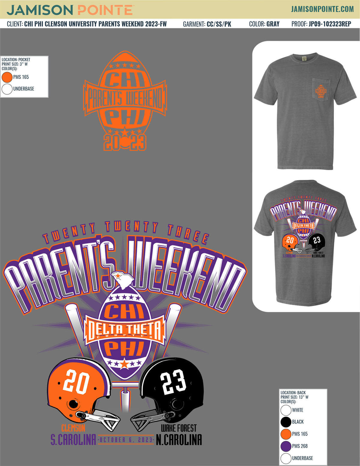 Chi Phi Clemson University Parents Weekend T-Shirt