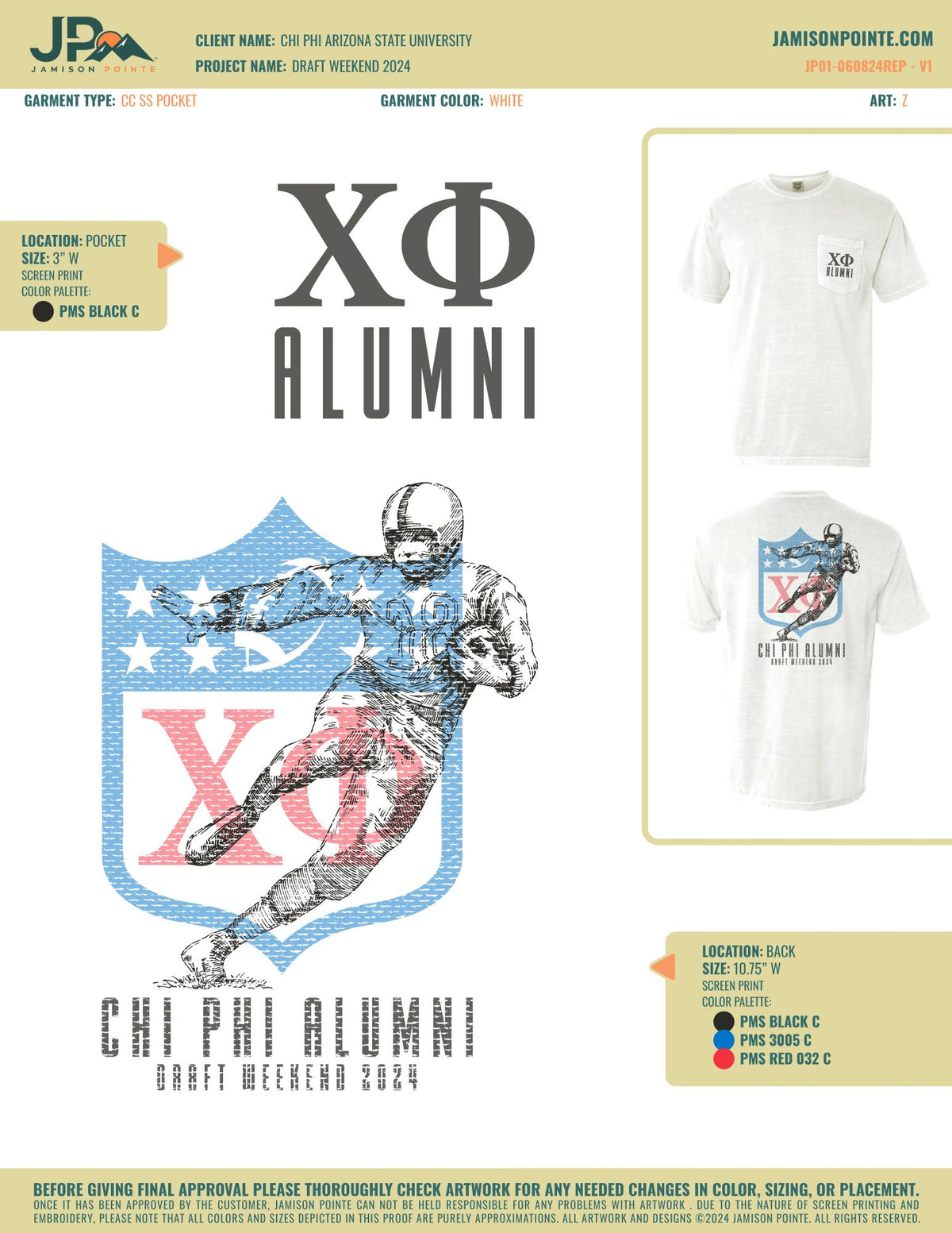 Chi Phi Arizona State University Draft Weekend T-Shirt