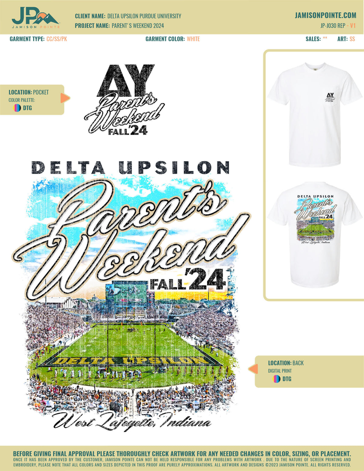 Delta Upsilon Purdue University Parent&#39;s Weekend T-Shirt