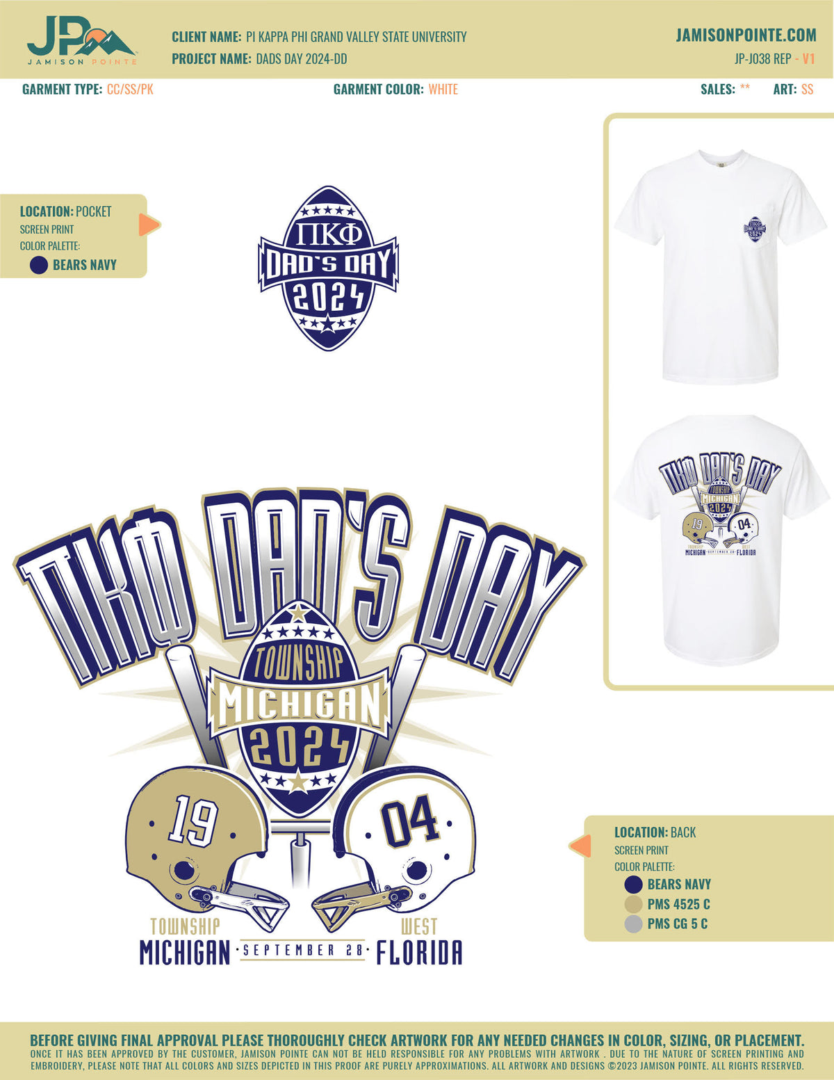 Pi Kappa Phi Grand Valley State University Dads Day T-Shirt