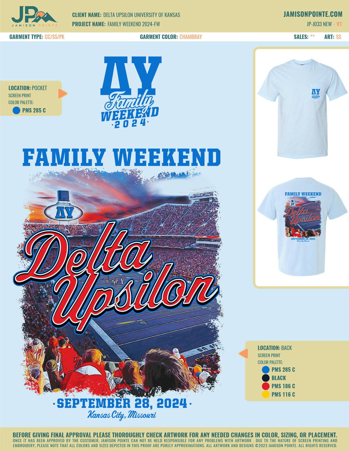Delta Upsilon University of Kansas Family Weekend T-Shirt