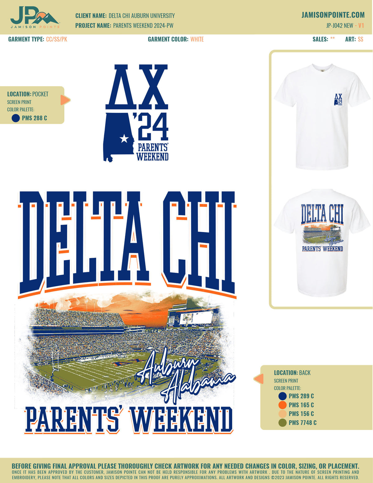 Delta Chi Auburn University Parents Weekend T-Shirt