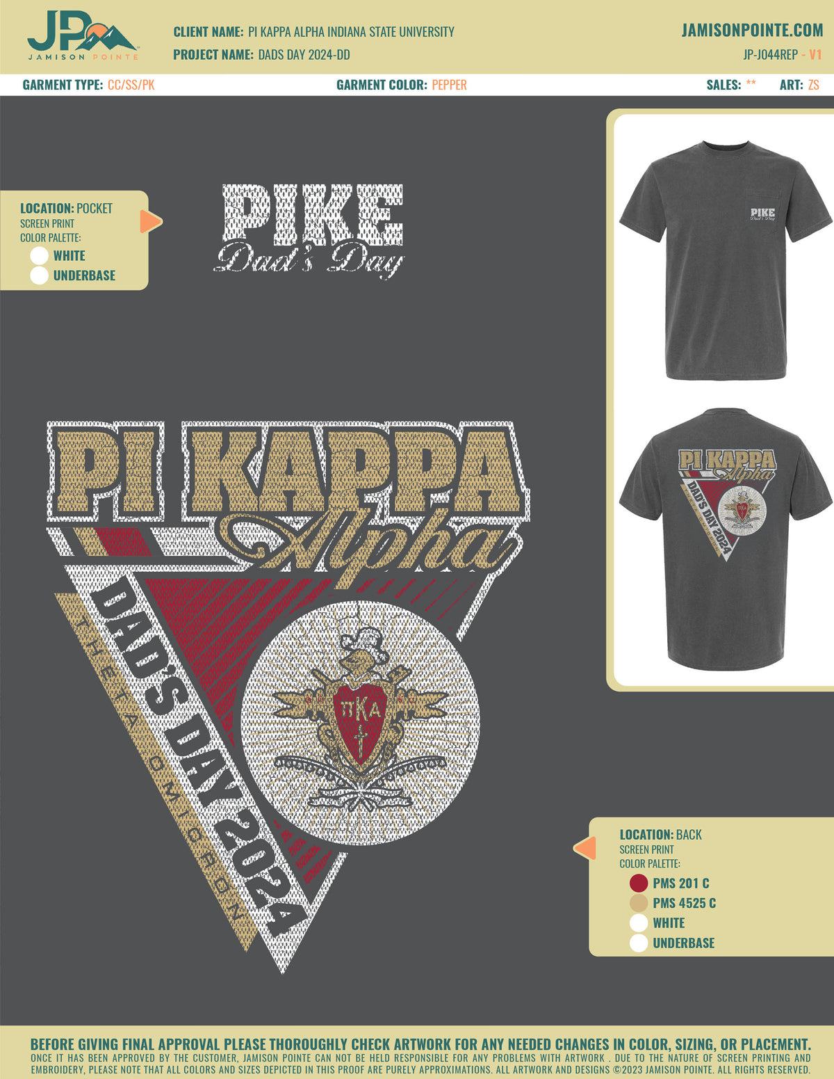 Pi Kappa Alpha Indiana State University Dads Day T-Shirt