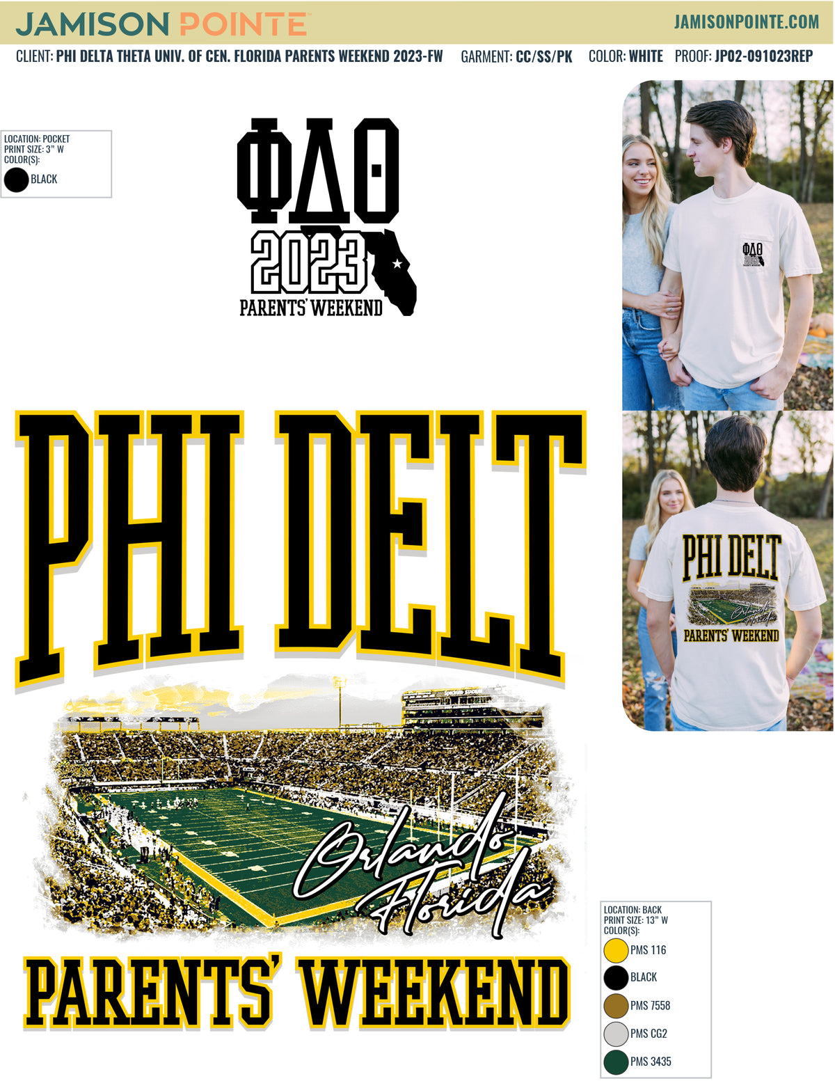 Phi Delta Theta University of Central Florida Parents Weekend T-Shirt