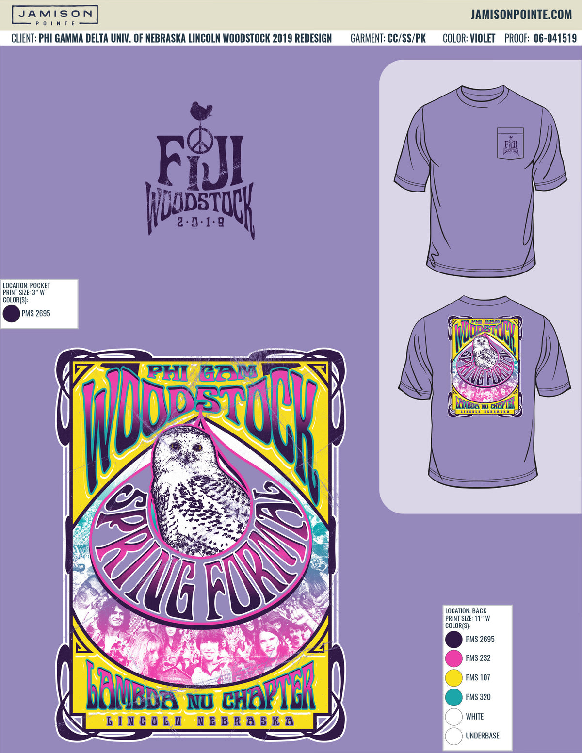 Phi Gamma Delta University of Nebraska Lincoln Woodstock T-Shirt