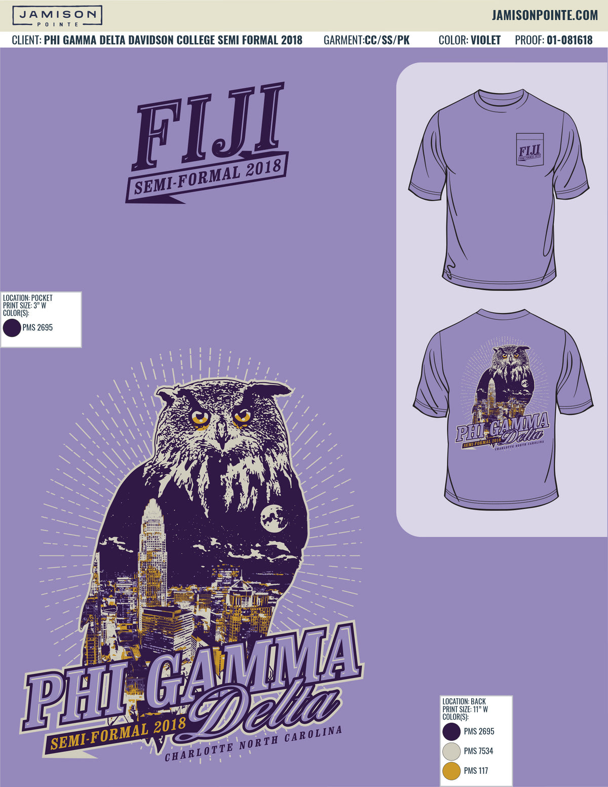 Phi Gamma Delta Davidson College Semi Formal T-Shirt