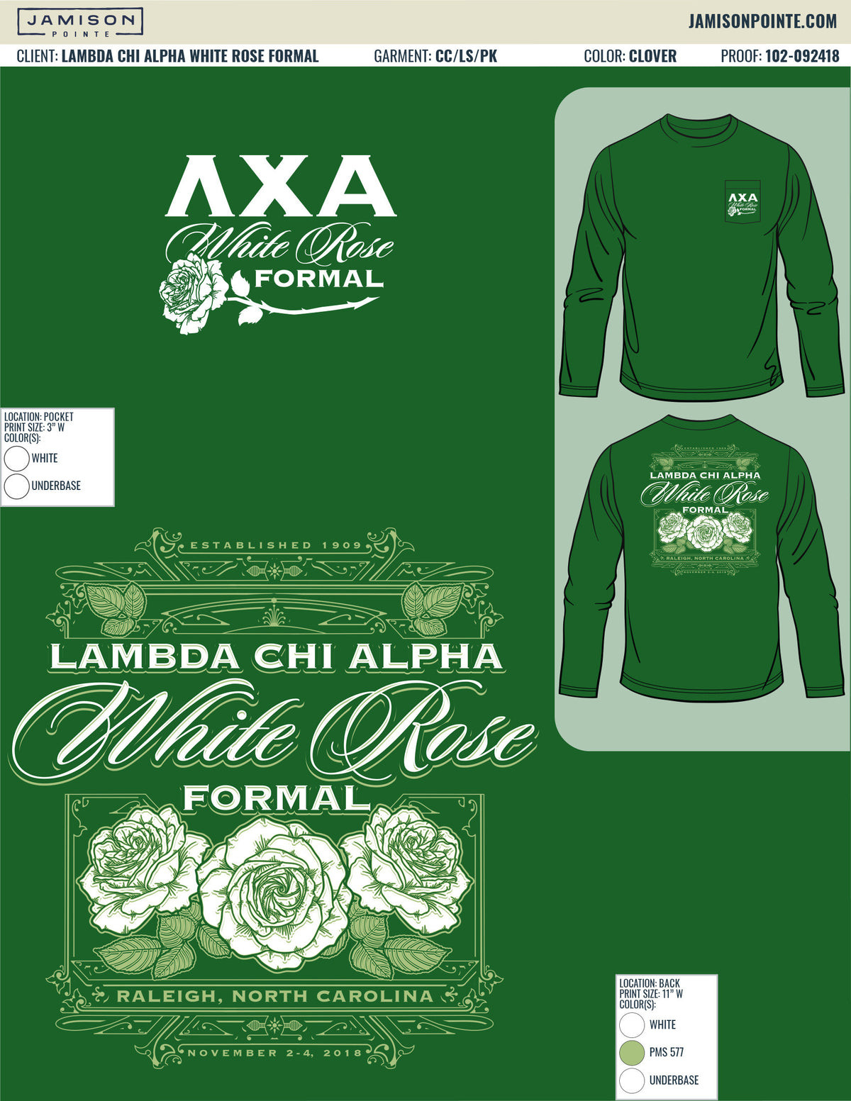 Lambda Chi Alpha White Rose Formal T-Shirt