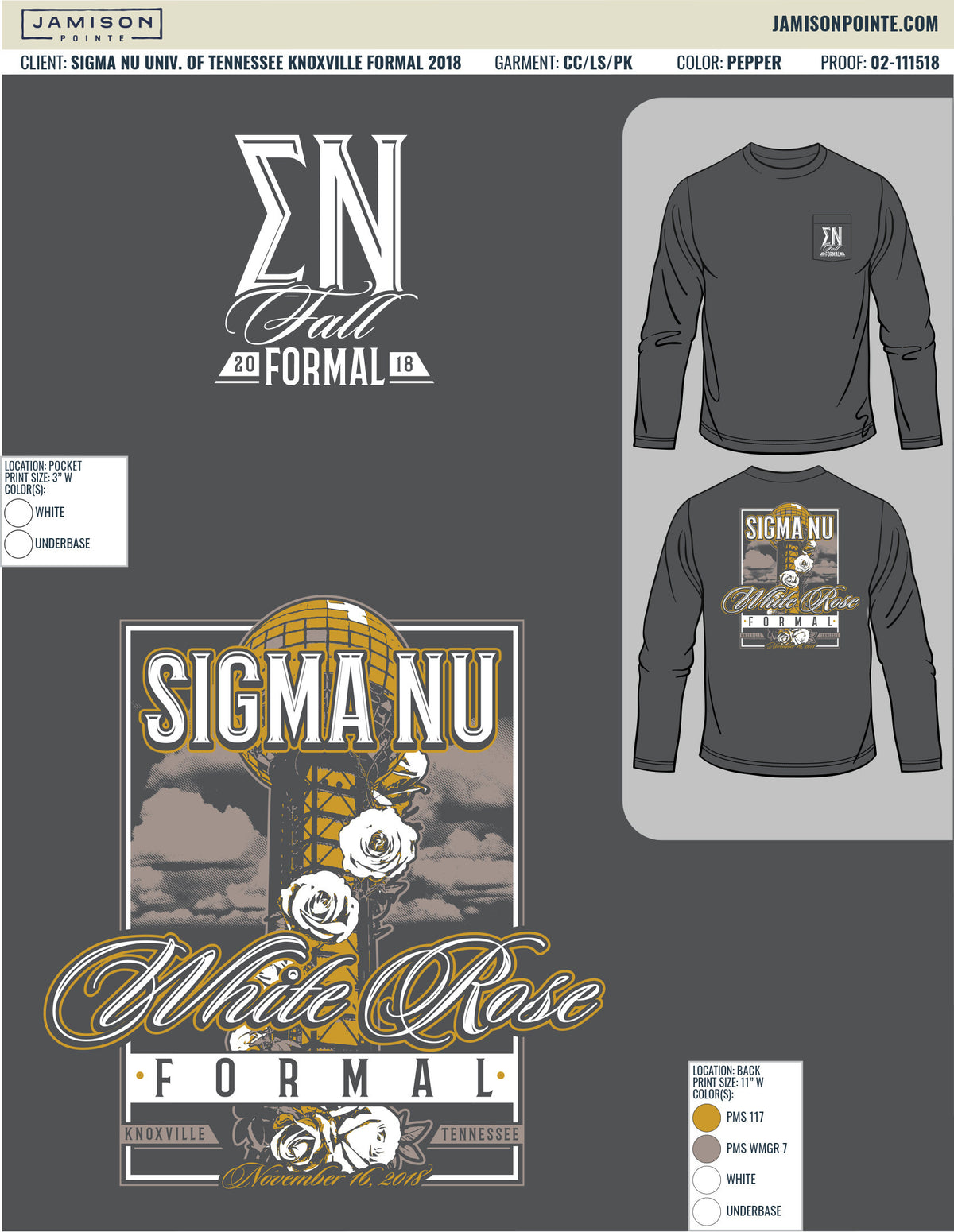Sigma Nu University of Tennessee Knoxville Formal T-Shirt