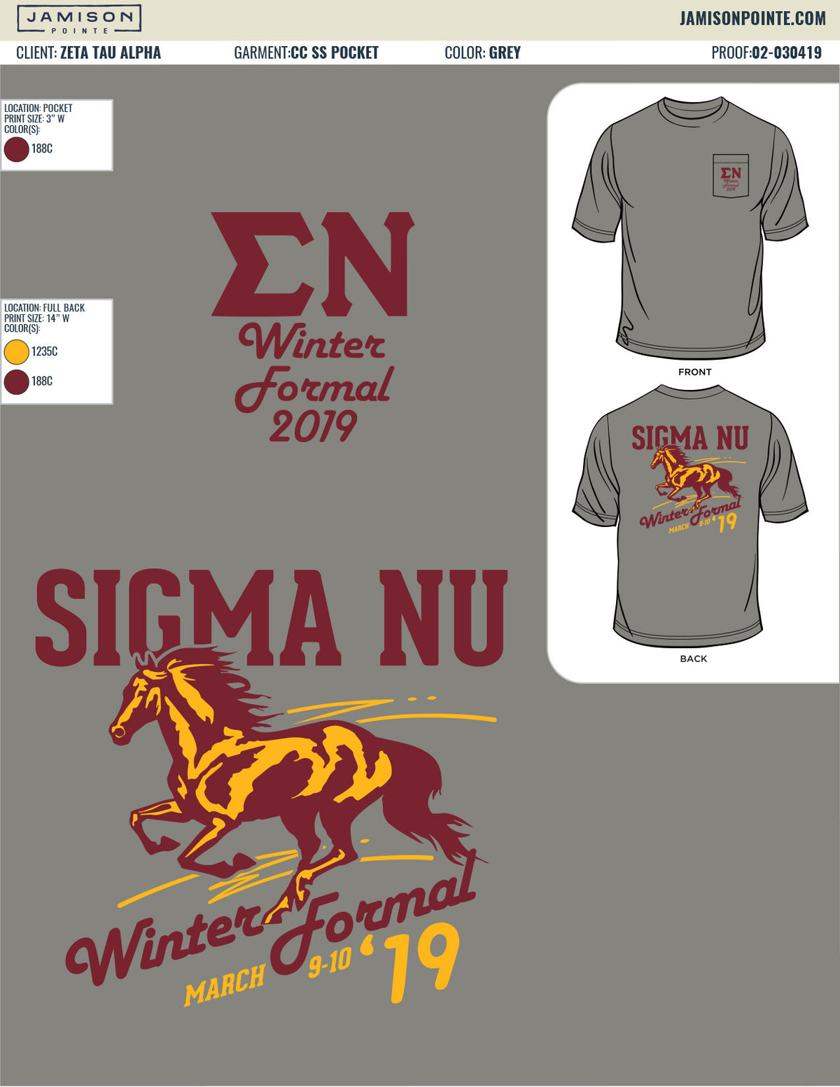 Sigma Nu University of Tulsa Spring Formal T-Shirt