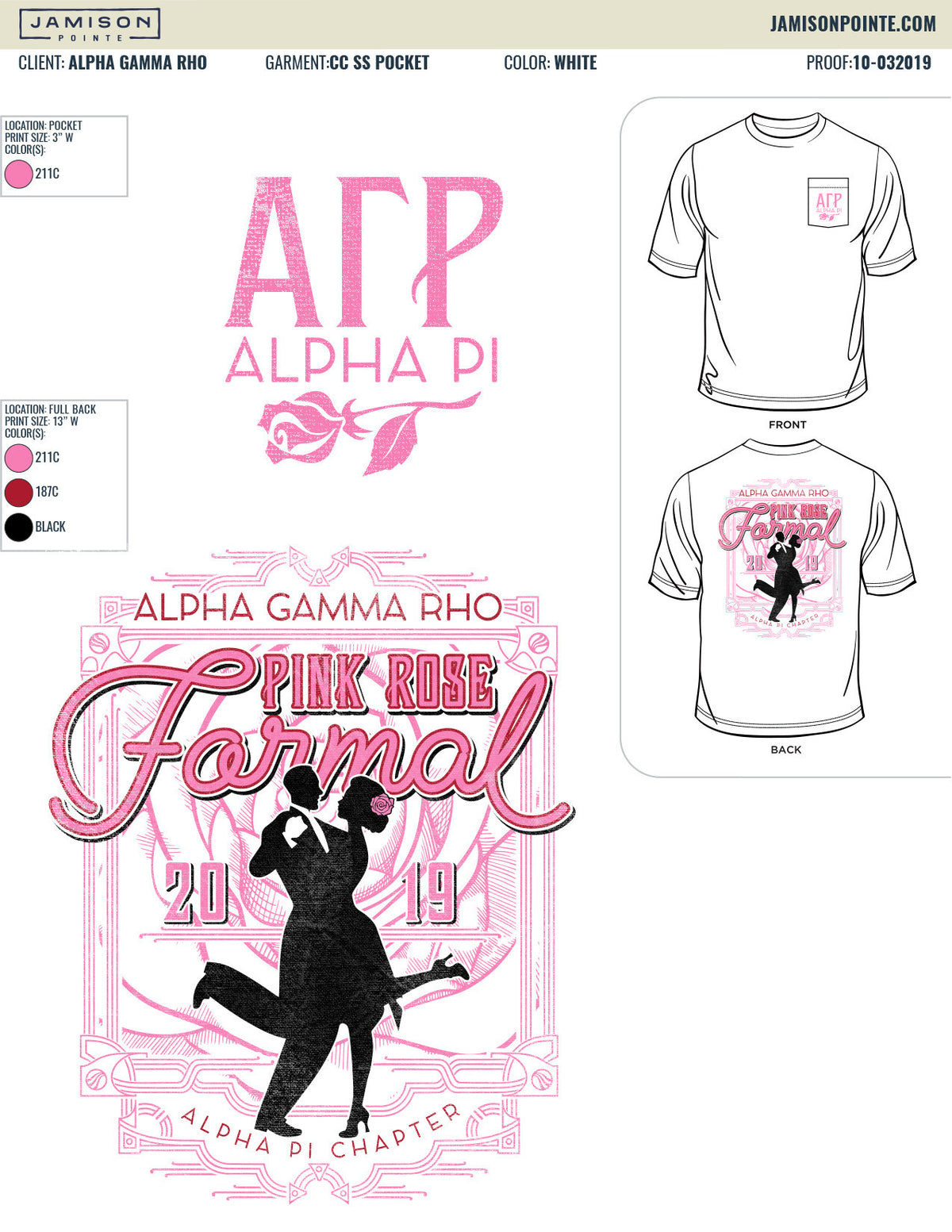 Alpha Gamma Rho University of Arizona Spring Formal T-Shirt
