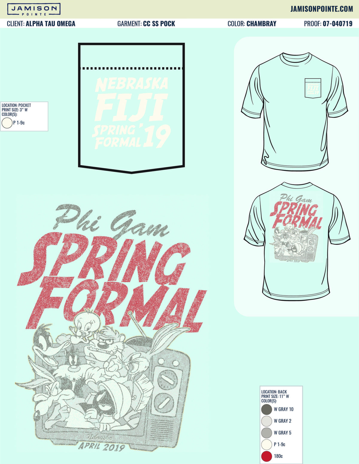 Alpha Tau Omega University of Nebraska Lincoln Spring Formal T-Shirt