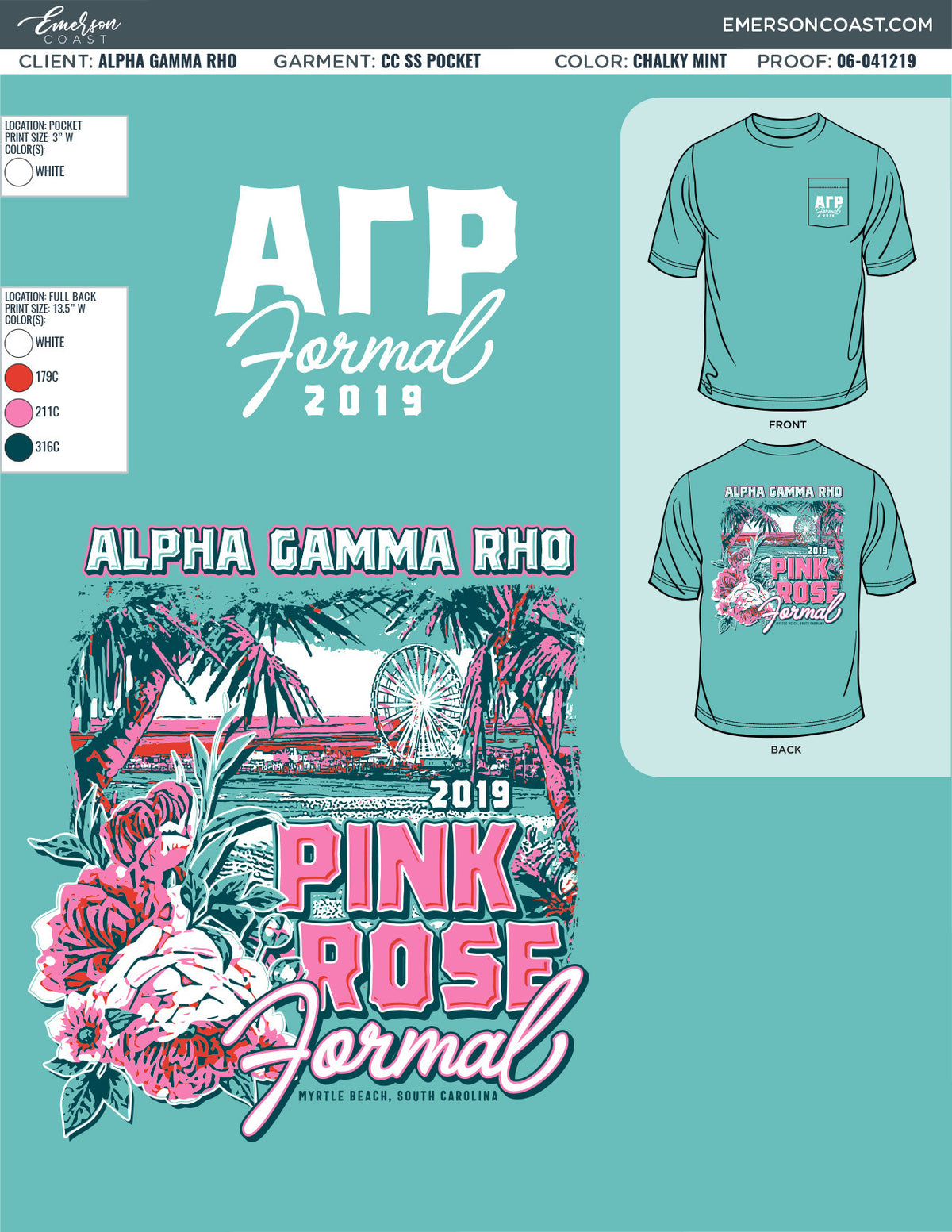 Alpha Gamma Rho Clemson University Spring Formal T-Shirt