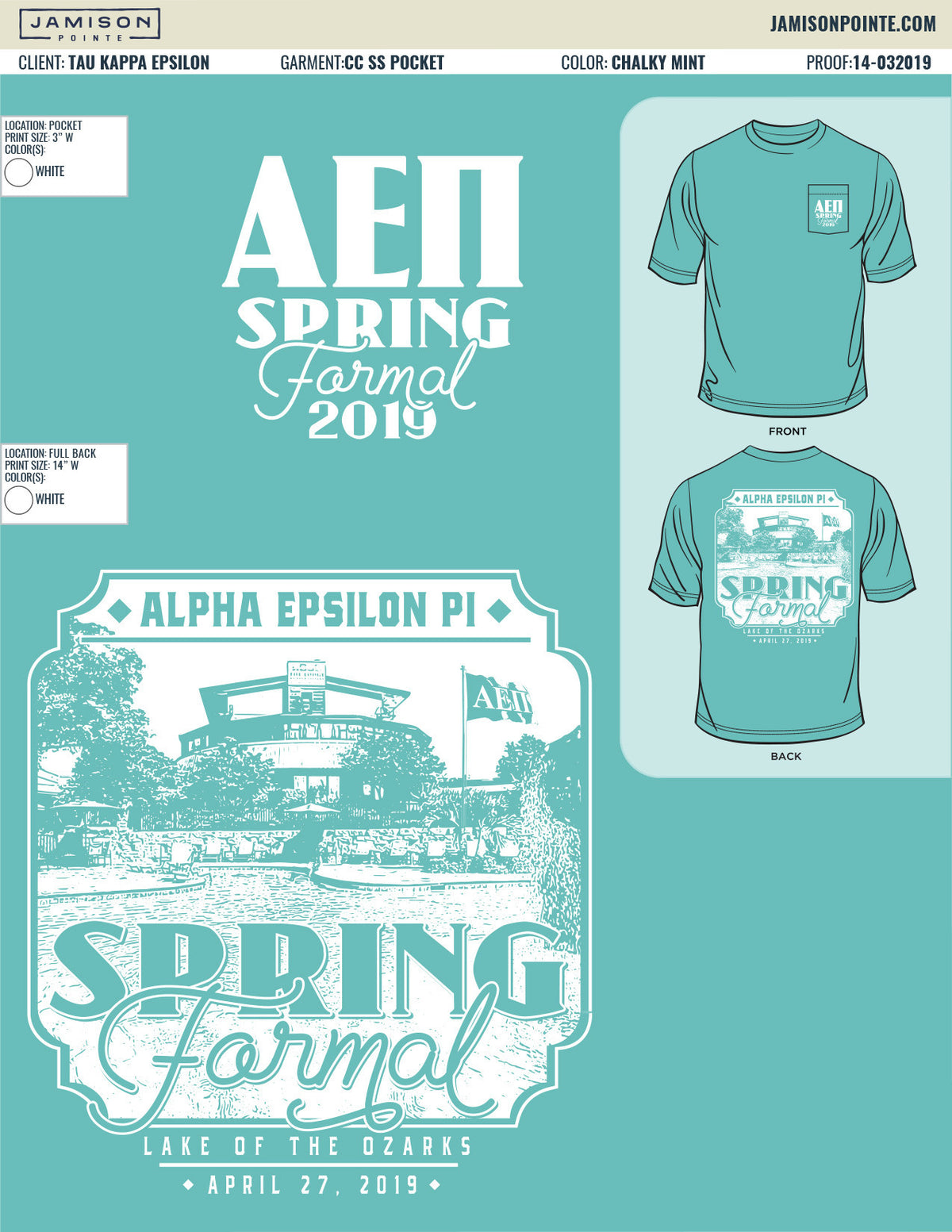 Alpha Epsilon Pi University of Kansas Spring Formal T-Shirt