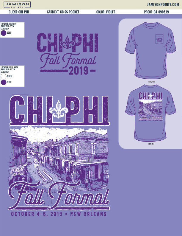 Chi Phi Auburn University Orleans Formal T-Shirt
