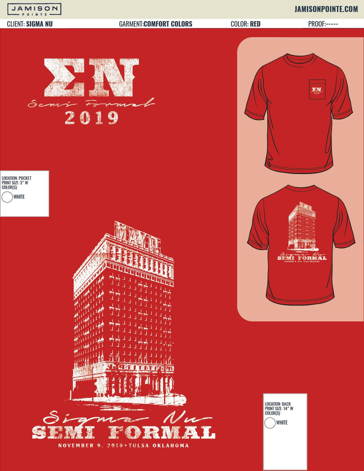 Sigma Nu University of Tulsa Semi Formal T-Shirt