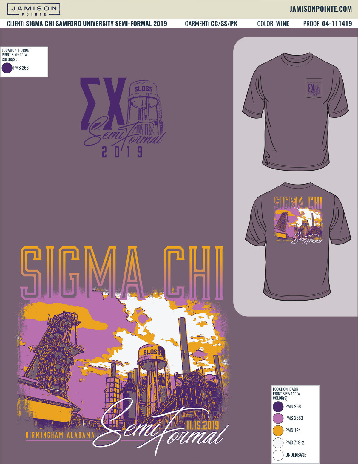 Sigma Chi Samford University Semi-Formal T-Shirt