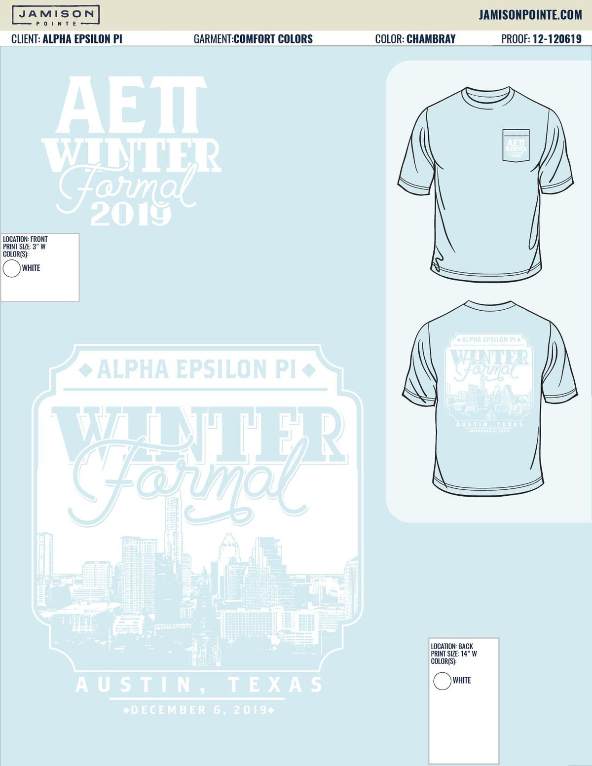 Alpha Epsilon Pi University of Texas at Austin Winter Formal T-Shirt