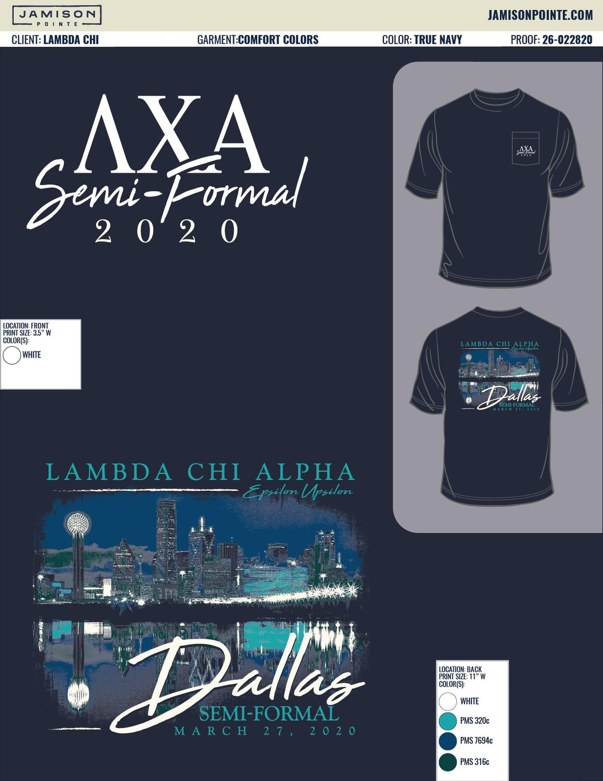 Lambda Chi Alpha University of Tulsa Semi-Formal T-Shirt