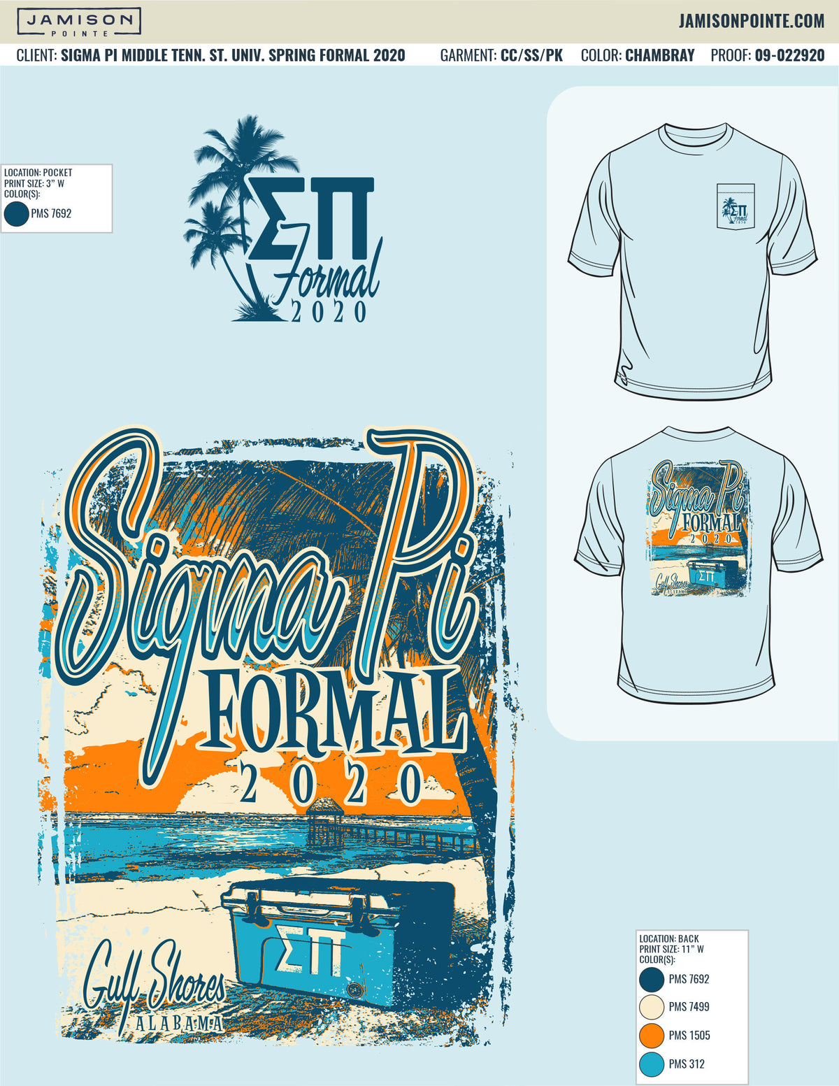 Sigma Pi Middle Tennessee State University Spring Formal T-Shirt