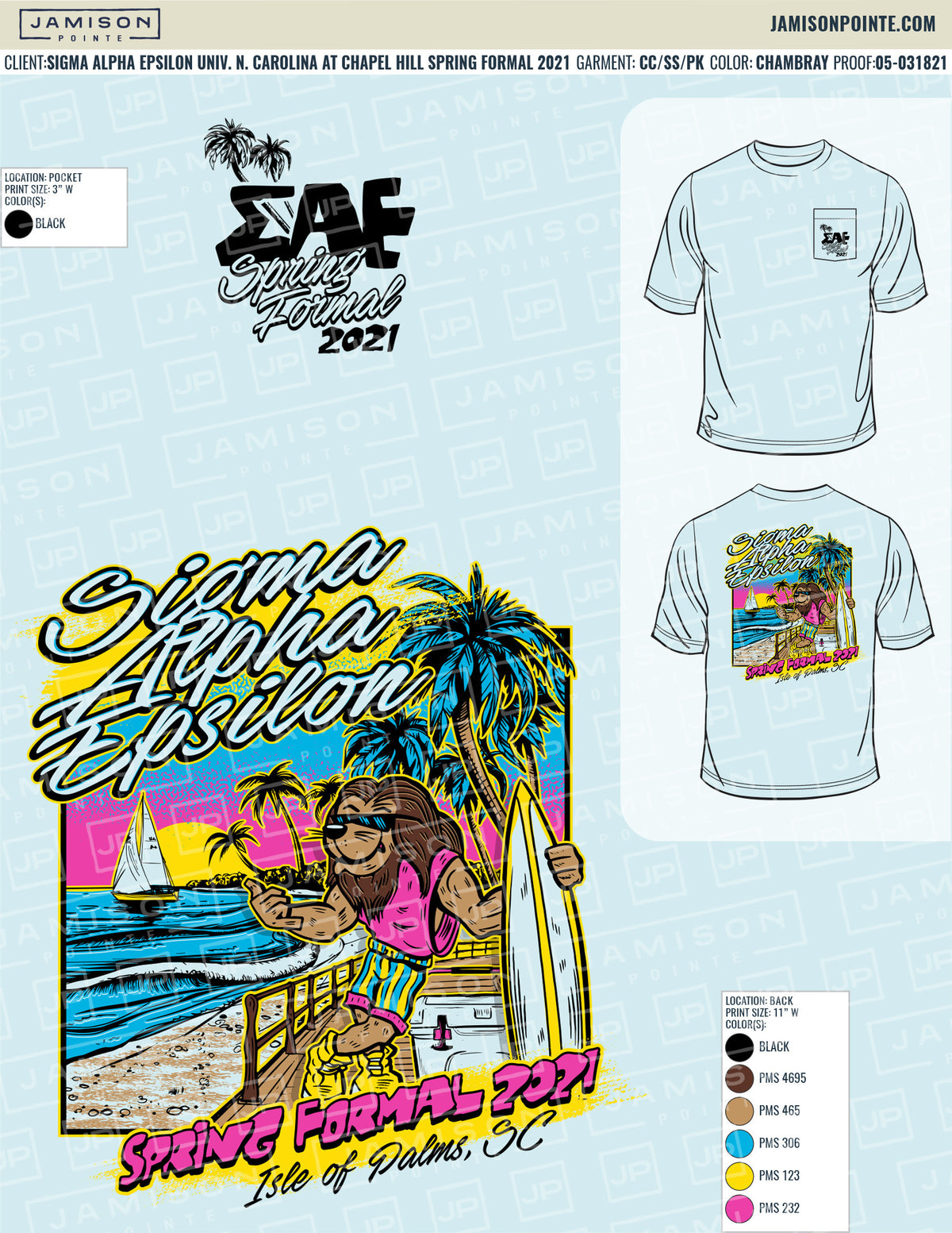 Sigma Alpha Epsilon University of North Carolina at Chapel Hill Spring Formal T-Shirt