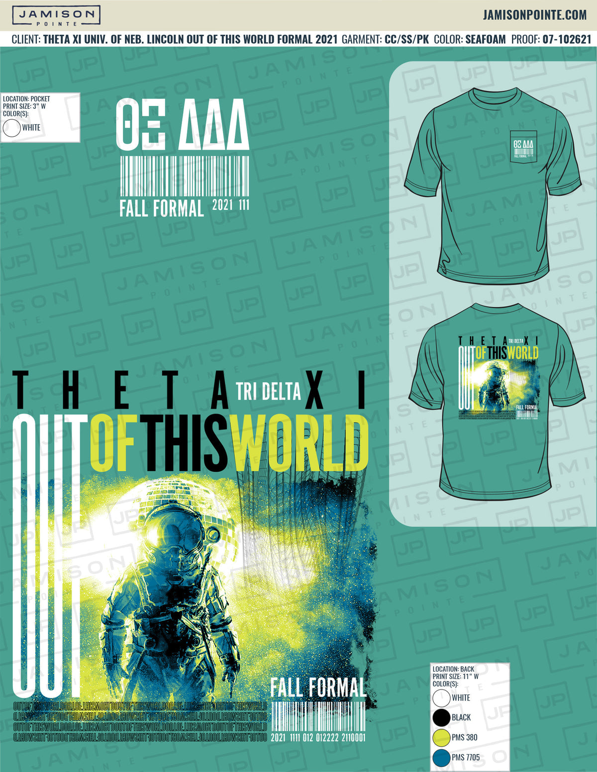 Theta Xi University of Nebraska Lincoln Out of this World Formal T-Shirt