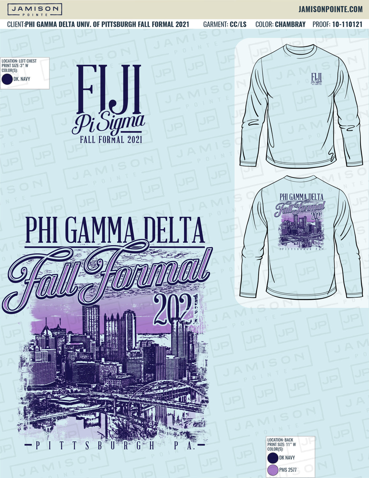 Phi Gamma Delta University of Pittsburgh Fall Formal T-Shirt
