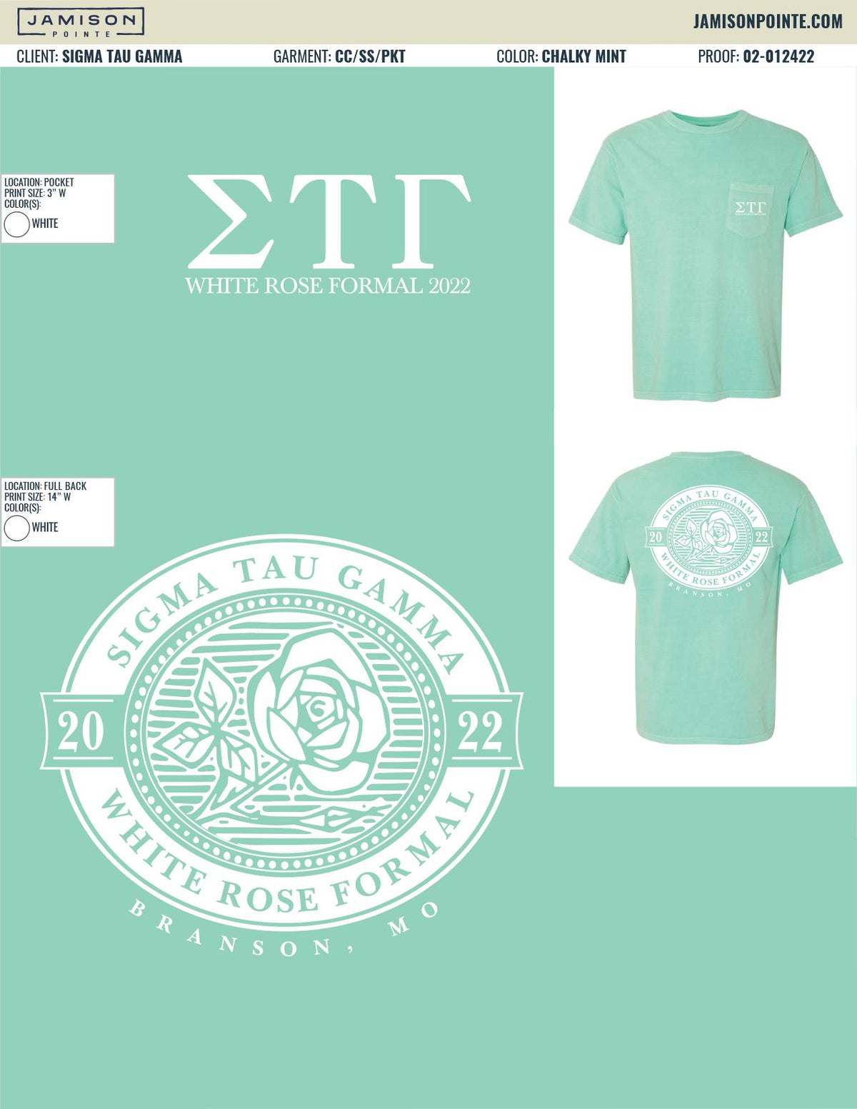 Sigma Tau Gamma Missouri University of Science and Technology White Rose Formal T-Shirt